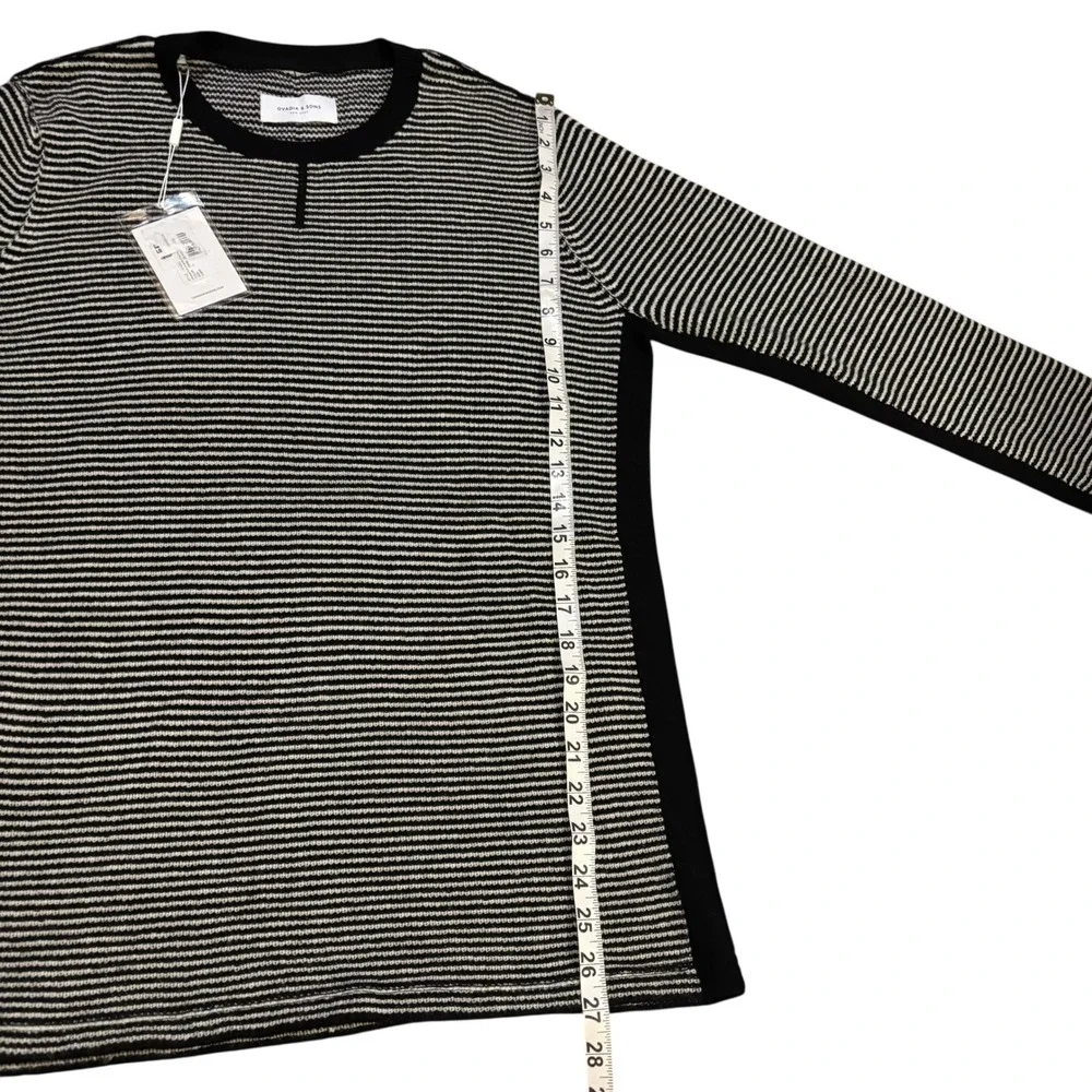 Ovadia & Sons New York Wool Striped Long Sleeve Knit‎ Henley Top Men's